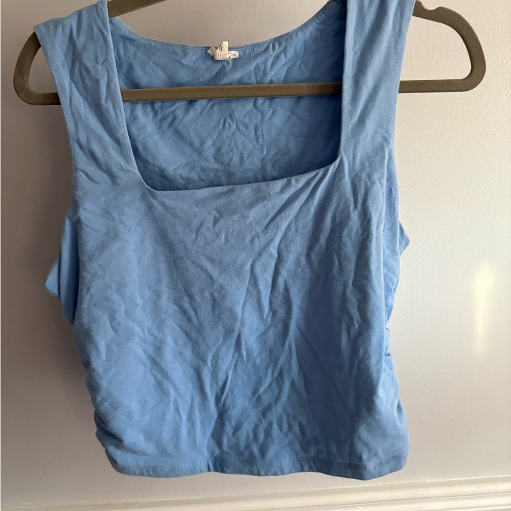 Women's “GARAGE” Blue Sleeveless Top with side cinching